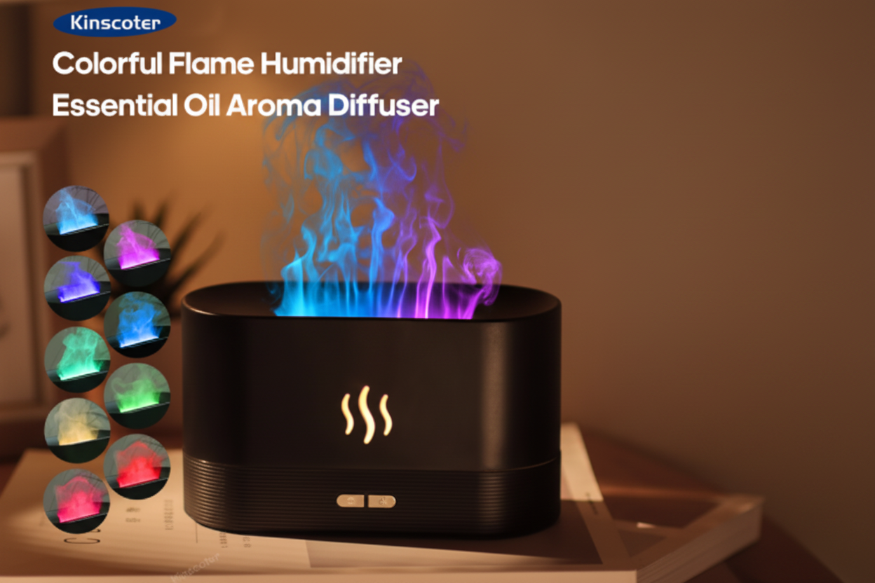 Black flame diffuser with blue purple colour changing flame